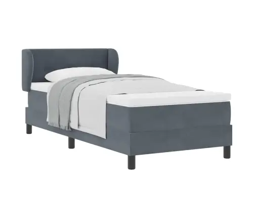 Box Spring Gulta Ar Matraci, Tumši Pelēka, 90X200 Cm, Samts Vidaxl