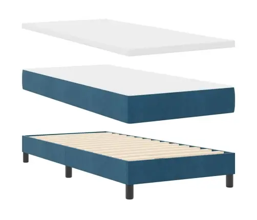 Gultas Matracis Ar Matraci Tumši Zils 100X200 Cm Samts Vidaxl