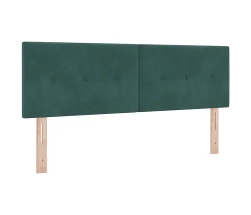 Kastītes Atsperu Gulta Ar Matraci Tumši Zaļa 140 X 190 Cm Samts Vidaxl