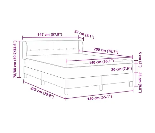 Kastītes Atsperu Gulta Ar Matraci Tumši Zaļa 140 X 200 Cm Samts Vidaxl
