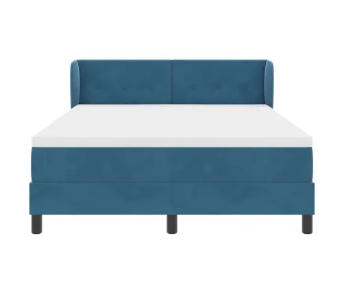 Kastītes Atsperu Gulta Ar Matraci Tumši Zila 140 X 200 Cm Samts Vidaxl