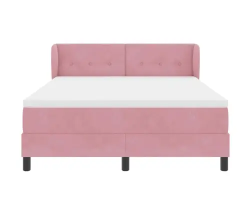 Kastītes Atsperu Gulta Ar Matraci Rozā 140 X 200 Cm Samts Vidaxl