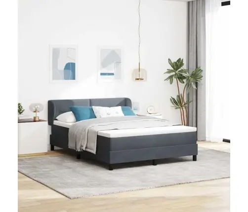 Boksa Gulta Ar Matraci Tumši Pelēka 160X200 Cm Samts Vidaxl