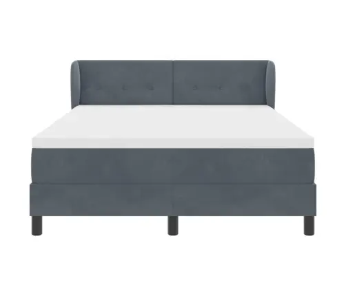 Boksa Gulta Ar Matraci Tumši Pelēka 160X200 Cm Samts Vidaxl