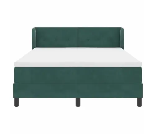 Kastītes Atsperu Gulta Ar Matraci Tumši Zaļa 160 X 200 Cm Samts Vidaxl