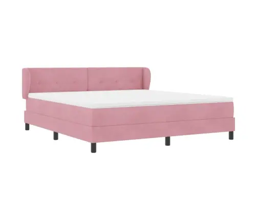 Kastītes Atsperu Gulta Ar Matraci Rozā 180 X 200 Cm Samts Vidaxl