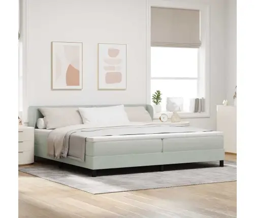 Gultas Pamatne Ar Matraci Gaišpelēka 200X200 Cm Samts Vidaxl