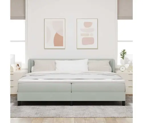 Gultas Pamatne Ar Matraci Gaišpelēka 200X200 Cm Samts Vidaxl