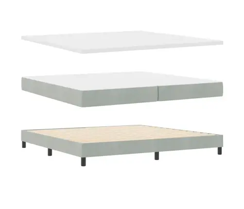 Gultas Pamatne Ar Matraci Gaišpelēka 200X200 Cm Samts Vidaxl