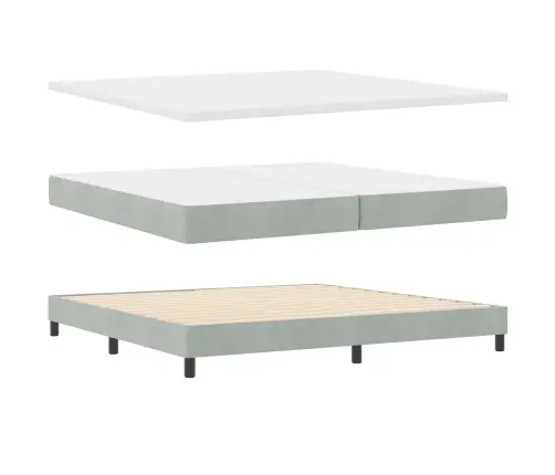 Gultas Pamatne Ar Matraci Gaišpelēka 200X200 Cm Samts Vidaxl