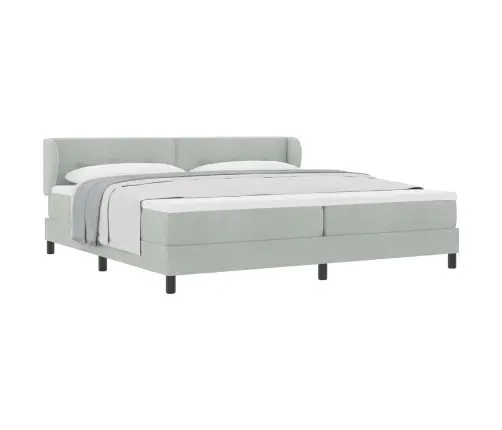 Gultas Pamatne Ar Matraci Gaišpelēka 200X200 Cm Samts Vidaxl