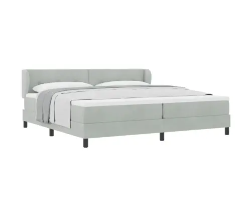 Gultas Pamatne Ar Matraci Gaišpelēka 200X200 Cm Samts Vidaxl