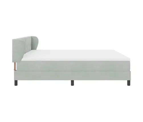 Gultas Pamatne Ar Matraci Gaišpelēka 200X200 Cm Samts Vidaxl