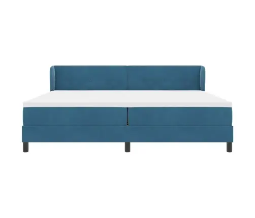 Kastītes Atsperu Gulta Ar Matraci Tumši Zila 200 X 200 Cm Samts Vidaxl