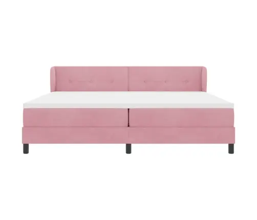 Kastītes Atsperu Gulta Ar Matraci Rozā 200 X 200 Cm Samts Vidaxl