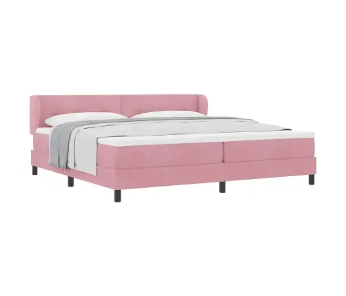 Kastītes Atsperu Gulta Ar Matraci Rozā 200 X 200 Cm Samts Vidaxl