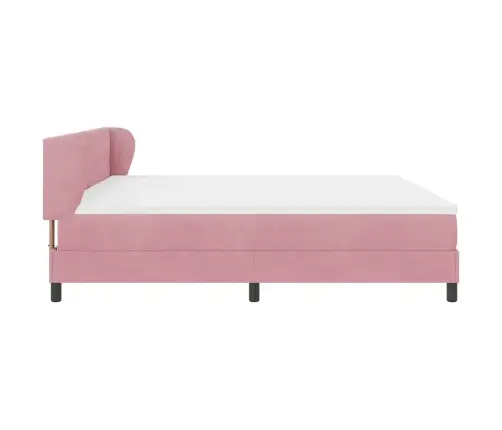 Kastītes Atsperu Gulta Ar Matraci Rozā 200 X 200 Cm Samts Vidaxl