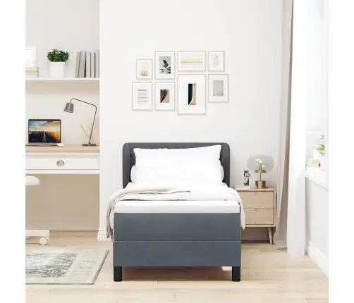 Gulta Ar Atsperēm Un Matraci Tumši Pelēka 80X200 Cm Samts Vidaxl