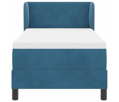 Kastītes Atsperu Gulta Ar Matraci Tumši Zila 80 X 200 Cm Samts Vidaxl