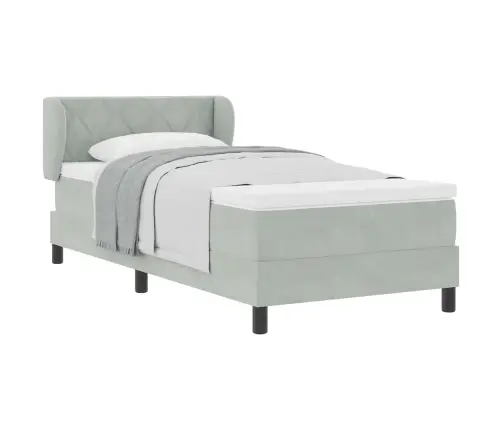 Kiemas Lova Su Čiužiniu Šviesiai Pilka 90 X 190 Cm Aksomas