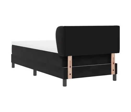 Gultas Rāmja Atsperu Gulta Ar Matraci Melna 90X190 Cm Samts Vidaxl