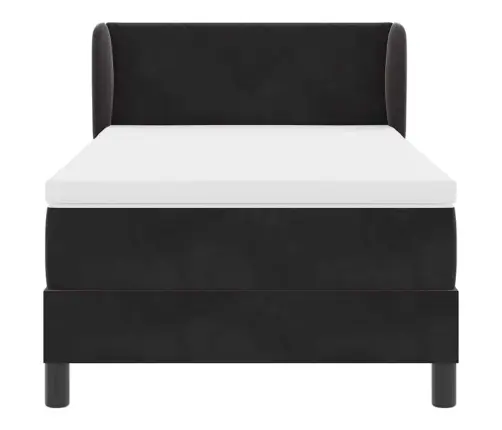 Gultas Rāmja Atsperu Gulta Ar Matraci Melna 90X190 Cm Samts Vidaxl