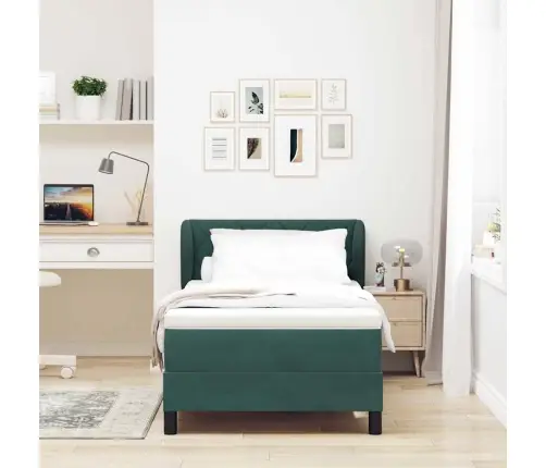 Lova Su Spyruokliniu Čiužiniu Tamsiai Pilka 80X200 Cm Aksomas