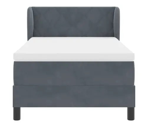 Gultas Ar Matraci Tumši Pelēks 90X200 Cm Samts Vidaxl
