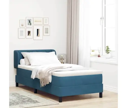 Box Spring Gulta Ar Matrači Tumši Zila 100X200 Cm Samts Vidaxl