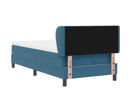 Box Spring Gulta Ar Matrači Tumši Zila 100X200 Cm Samts Vidaxl