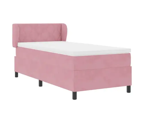 Gulta Ar Atsperēm Un Matraci Tumši Pelēka 80X200 Cm Samts Rozā Vidaxl