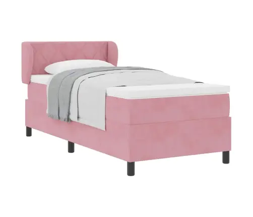 Gulta Ar Atsperēm Un Matraci Tumši Pelēka 80X200 Cm Samts Rozā Vidaxl