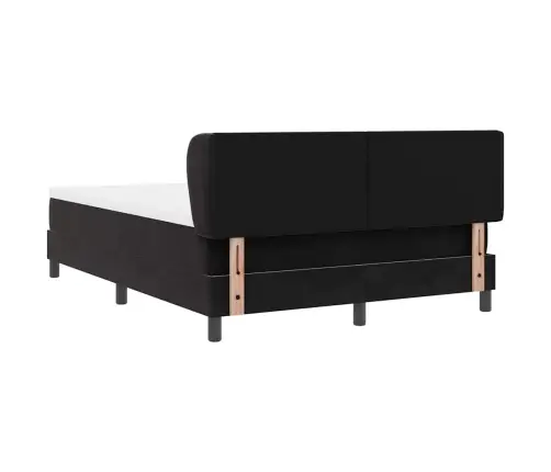 Kiemas Lova Su Čiužiniu Juoda 140 X 190 Cm Aksomas