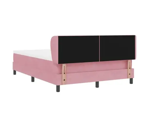 Sūnu Gultņa Gulta Ar Matraci Rozā 160X200 Cm Samts Vidaxl