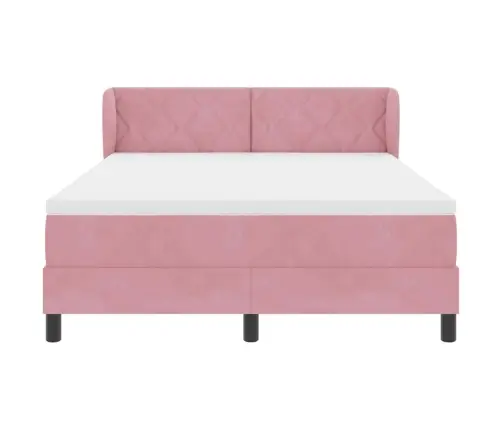 Sūnu Gultņa Gulta Ar Matraci Rozā 160X200 Cm Samts Vidaxl