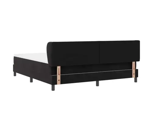 Kastītes Atsperu Gulta Ar Matraci Melna 180 X 200 Cm Samts Vidaxl