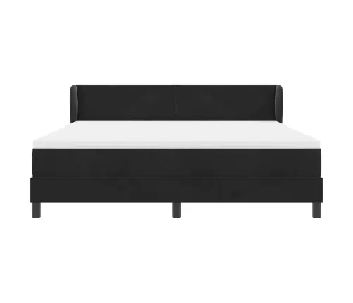 Kastītes Atsperu Gulta Ar Matraci Melna 180 X 200 Cm Samts Vidaxl