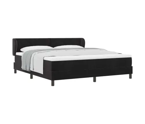 Kastītes Atsperu Gulta Ar Matraci Melna 180 X 200 Cm Samts Vidaxl