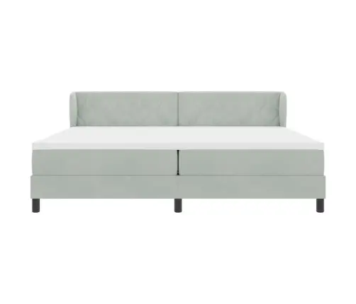 Kiemas Lova Su Čiužiniu Šviesiai Pilka 200 X 200 Cm Aksomas