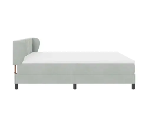 Kiemas Lova Su Čiužiniu Šviesiai Pilka 200 X 200 Cm Aksomas