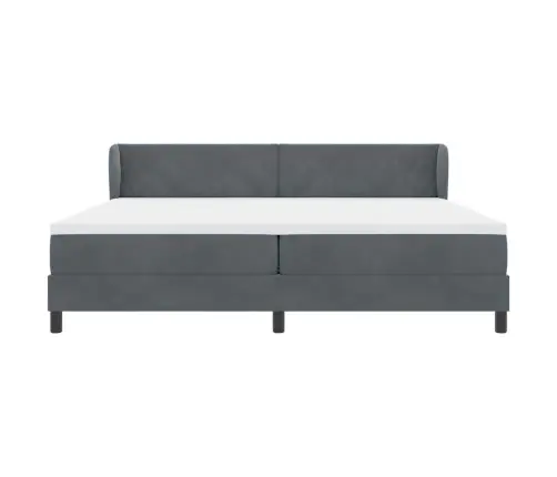 Kiemas Lova Su Čiužiniu Tamsiai Pilka 200 X 200 Cm Aksomas