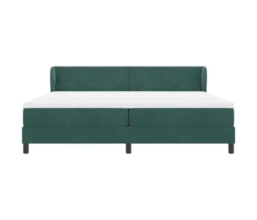 Gultas Pamatne Ar Matraci - Tumši Zaļa, 200X200 Cm, Samts Vidaxl