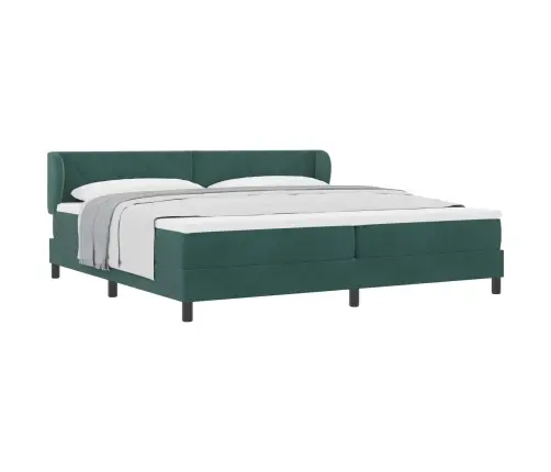 Gultas Pamatne Ar Matraci - Tumši Zaļa, 200X200 Cm, Samts Vidaxl