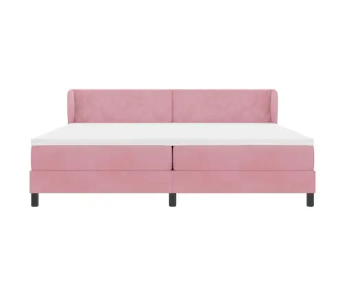 Box Spring Voodi Koos Madratsiga Tumehall 80X200 Cm Samet Roosa