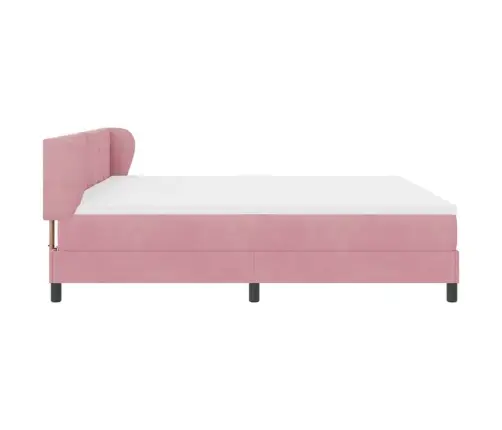 Box Spring Voodi Koos Madratsiga Tumehall 80X200 Cm Samet Roosa