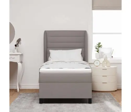 Kastītes Atsperu Gulta Ar Matraci Pelēkbrūna 80 X 200 Cm Audums Vidaxl