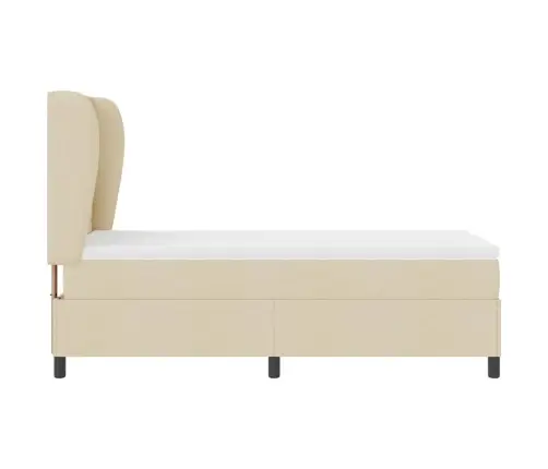 Kastītes Atsperu Gulta Ar Matraci Krēmkrāsa 80 X 200 Cm Audums Vidaxl