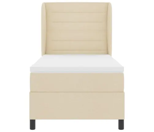 Kastītes Atsperu Gulta Ar Matraci Krēmkrāsa 90 X 190 Cm Audums Vidaxl