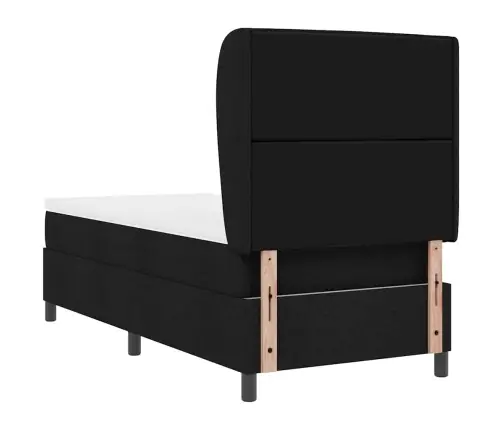 Kastītes Atsperu Gulta Ar Matraci Melna 90 X 200 Cm Audums Vidaxl