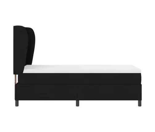 Kastītes Atsperu Gulta Ar Matraci Melna 90 X 200 Cm Audums Vidaxl